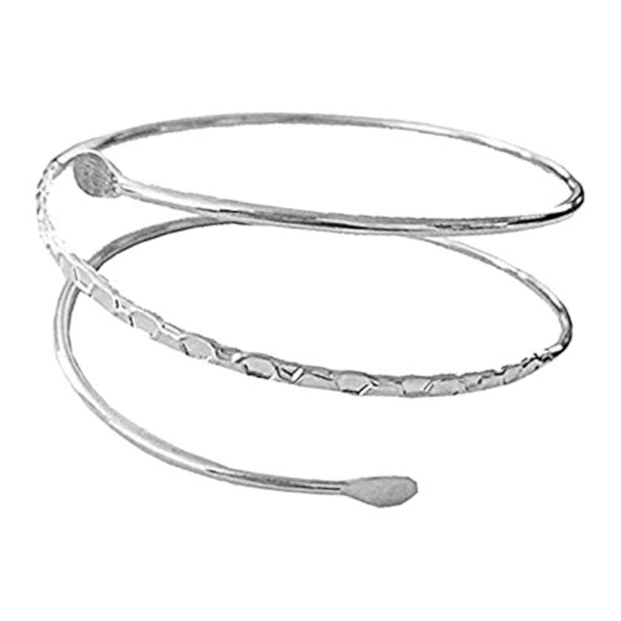 Silver Minimalist Metal Coil Upper Arm Cuff Bracelet